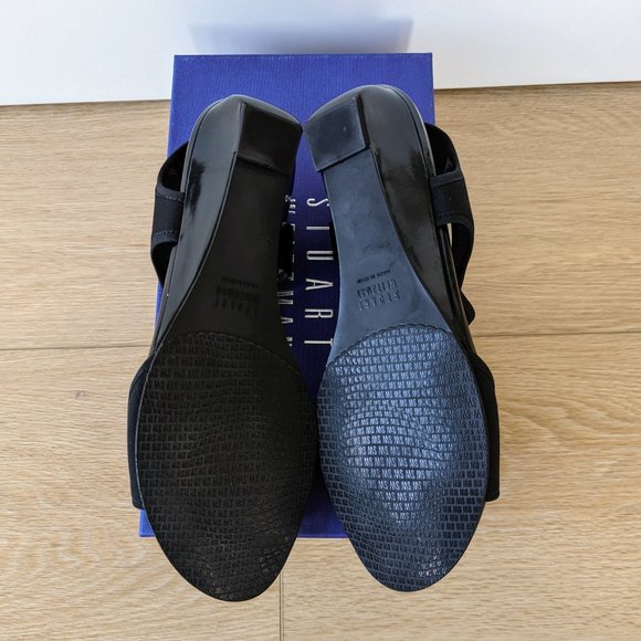 Stuart Weitzman Giver Stretch Demi-Wedge Sandal, Black Gauze, Size 8, BNIB - Picture 12 of 12